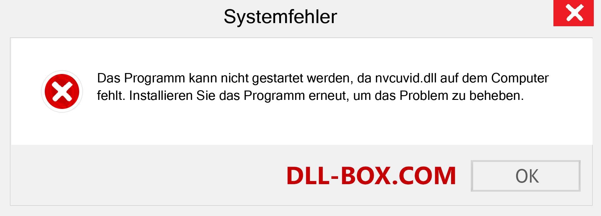 nvcuvid.dll-Datei fehlt?. Download für Windows 7, 8, 10 - Fix nvcuvid dll Missing Error unter Windows, Fotos, Bildern